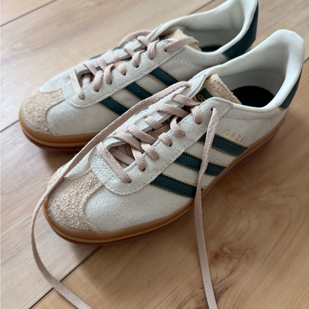 adidas Gazelle Sneakers in Cream and Green